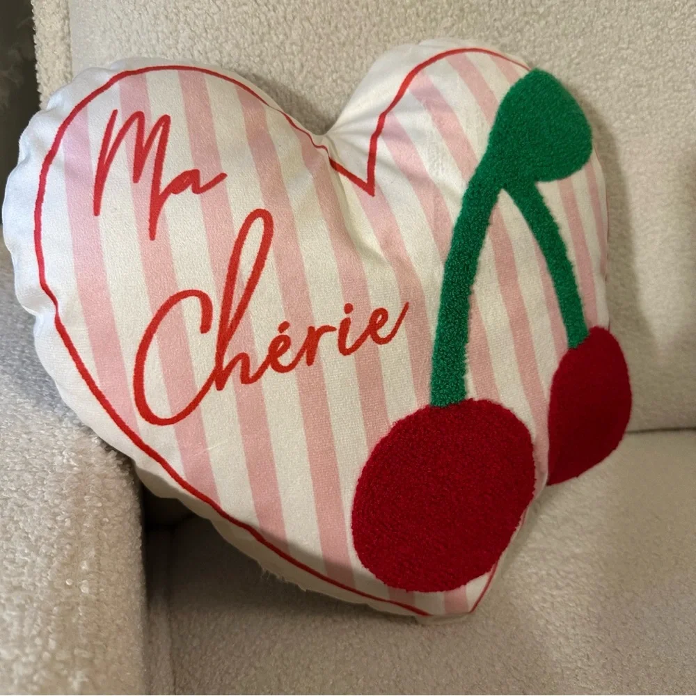 Ma Cherie Target Bullseye Playground Heart-Shaped Cherry Accent Pillow